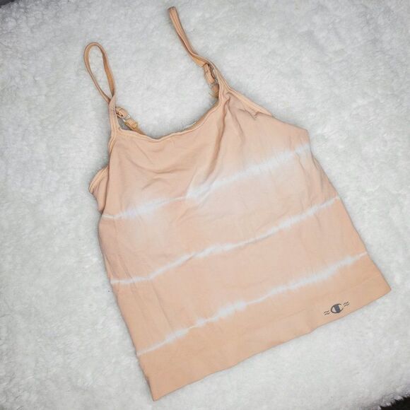 Champion Peach Orange and White Tie Dye Running Crop Tank Top Size Small - Picture 1 of 9